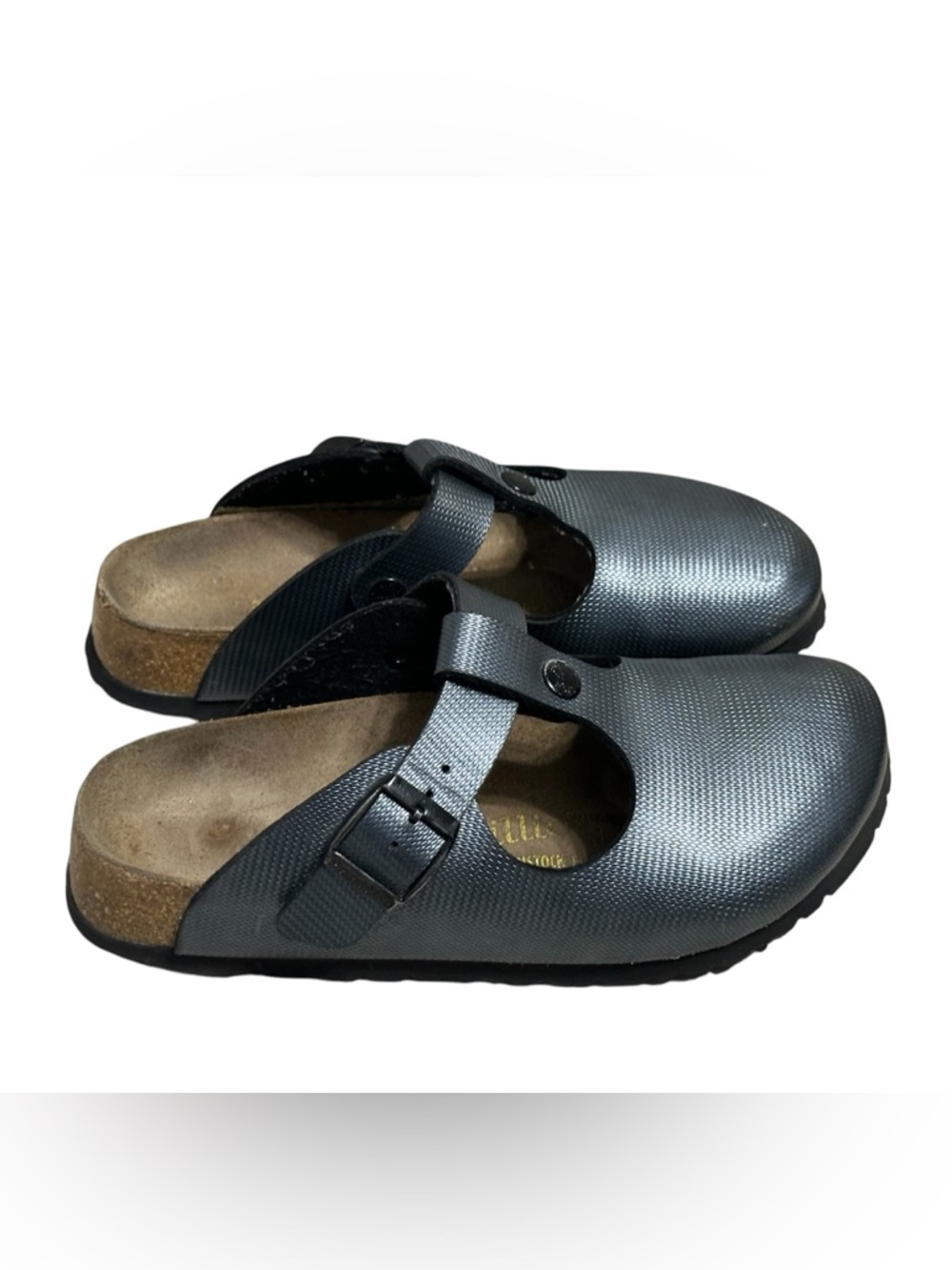 Birkenstock Papillio textured clogs in gunmetal silver size 36 or 5/5.5 women